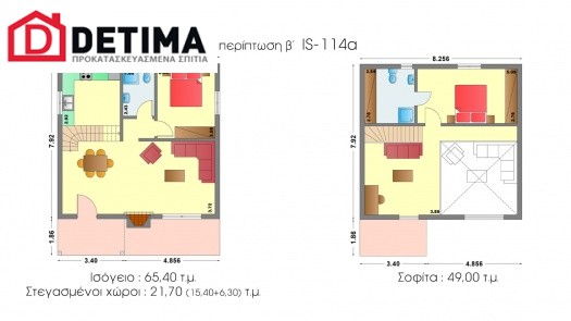 Ισόγεια Κατοικία με Σοφίτα IS-114a, συνολικής επιφάνειας 114,40 τ.μ.
