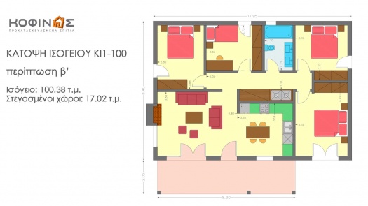 Ισόγεια Κατοικία ΚΙ1-100, συνολικής επιφάνειας 100,38 τ.μ.