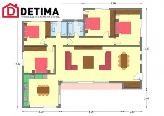Ισόγεια Κατοικία Ι-162, συνολικής επιφάνειας 162,10 τ.μ.