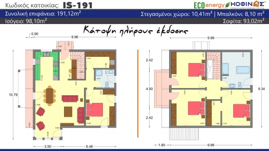 Ισόγεια Κατοικία με Σοφίτα IS-191, συνολικής επιφάνειας 191,12 τ.μ.